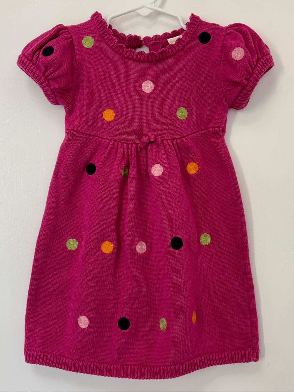 Gymboree Pink Polka Dot Sweater Dress Knit Short Sleeve Girl 18-24 Months